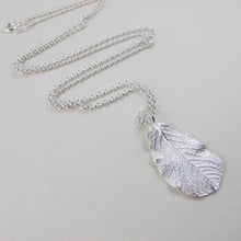 Load image into Gallery viewer, Wild rose leaf imprinted long necklace from Victoria, BC - Swallow Jewellery