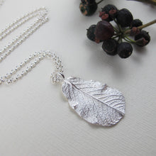 Load image into Gallery viewer, Wild rose leaf imprinted long necklace from Victoria, BC - Swallow Jewellery