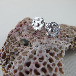 Sea urchin imprinted earring studs from McKenzie Beach, Tofino - Swallow Jewellery