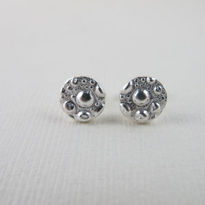 Sea urchin imprinted earring studs from McKenzie Beach, Tofino - Swallow Jewellery