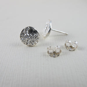 Barnacle imprinted earring studs from Kin Beach, Vancouver Island - Swallow Jewellery