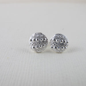 Sea urchin imprinted earring studs from Middle Beach, Tofino - Swallow Jewellery