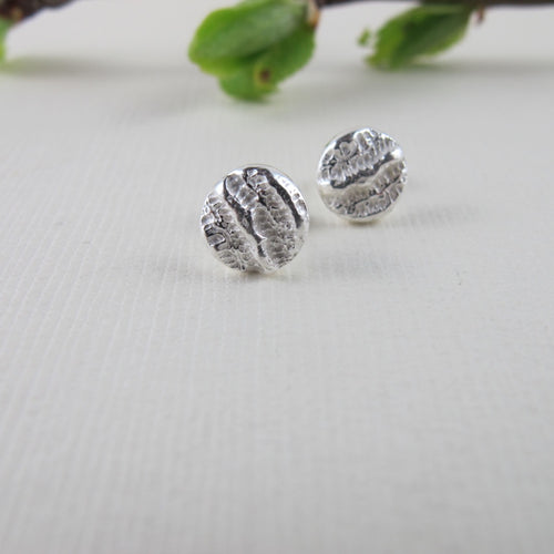 Coral imprinted earring studs from Port Renfrew, Vancouver Island - Swallow Jewellery