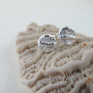 Coral imprinted earring studs from Port Renfrew, Vancouver Island - Swallow Jewellery