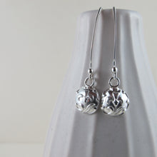 Load image into Gallery viewer, Vintage iris button imprinted dangle earrings - Swallow Jewellery