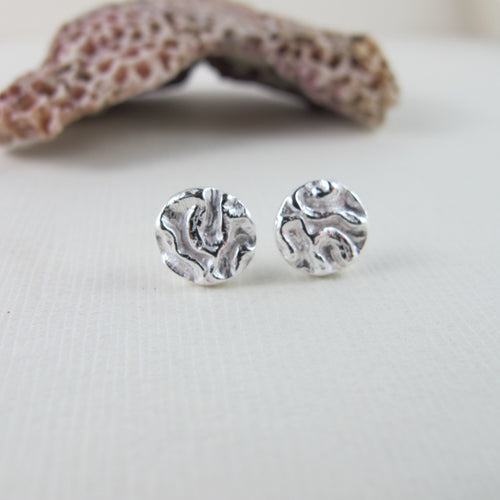 Seaweed imprinted earring studs from Dallas Road, Victoria - Swallow Jewellery