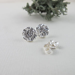 Seaweed imprinted earring studs from Dallas Road, Victoria - Swallow Jewellery