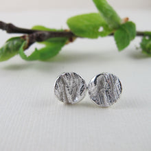 Load image into Gallery viewer, Coastal Red Cedar bark imprint earring studs from Victoria, BC - Swallow Jewellery