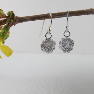 Poppy imprinted dangle earrings from Metchosin, Vancouver Island - Swallow Jewellery