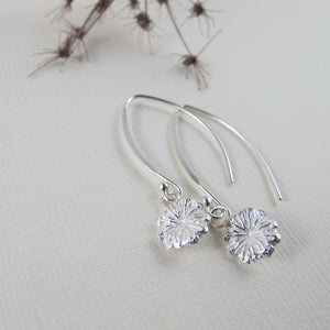 Poppy imprinted dangle earrings from Metchosin, Vancouver Island - Swallow Jewellery