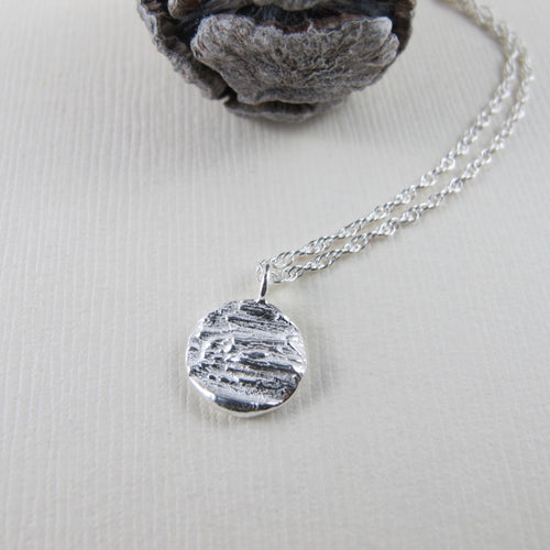 Douglas Fir tree bark imprinted short necklace from Victoria, BC - Swallow Jewellery