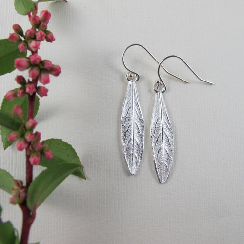 Willow leaf imprinted earrings from Galiano Island, BC - Swallow Jewellery