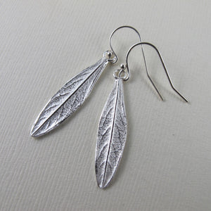 Willow leaf imprinted earrings from Galiano Island, BC - Swallow Jewellery