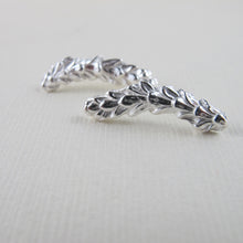 Load image into Gallery viewer, Cedar leaf imprinted ear climbers from Victoria, BC - Swallow Jewellery