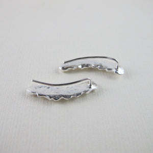 Cedar leaf imprinted ear climbers from Victoria, BC - Swallow Jewellery