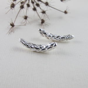 Princess Feather flower imprinted ear climbers from Victoria, BC - Swallow Jewellery