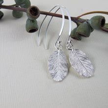 Load image into Gallery viewer, Wild rose leaf imprinted dangle earrings from Victoria - Swallow Jewellery