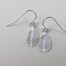 Load image into Gallery viewer, Mini wild rose leaf imprinted dangle earrings from Victoria - Swallow Jewellery