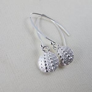 Sea urchin imprinted dangle earrings from Middle Beach, Tofino - Swallow Jewellery
