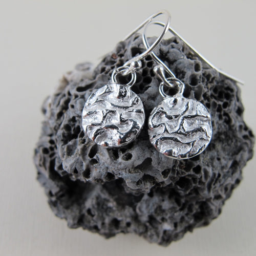 Seaweed imprinted dangle earrings from Dallas Road, Victoria - Swallow Jewellery