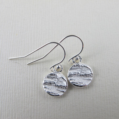 Coastal Redwood bark imprinted dangle earrings from Victoria, BC