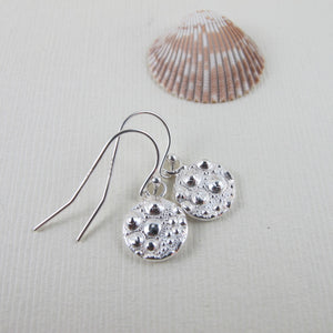 Sea urchin imprinted dangle earrings from MacKenzie Beach, Tofino - Swallow Jewellery