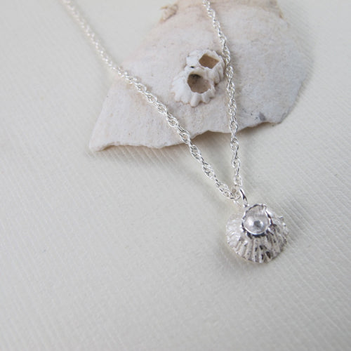 Single barnacle imprinted necklace from Middle Beach, Tofino by Swallow Jewellery