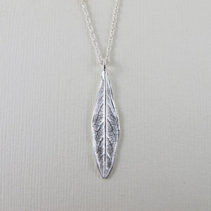 Willow leaf imprinted short necklace from Galiano Island, BC - Swallow Jewellery