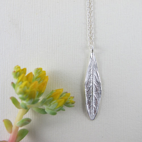 Willow leaf imprinted short necklace from Galiano Island, BC - Swallow Jewellery