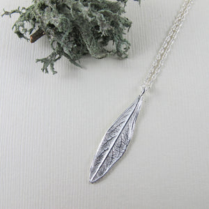 Willow leaf imprinted short necklace from Galiano Island, BC - Swallow Jewellery