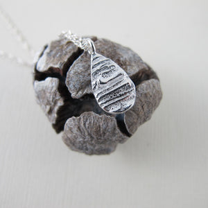 Arbutus bark imprinted necklace from Galiano Island, BC - Swallow Jewellery