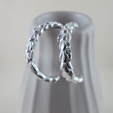 Load image into Gallery viewer, Cedar imprinted hoop earrings from Victoria, BC from Swallow Jewellery