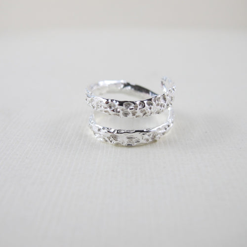 Whale bone imprinted wrap ring from Victoria, BC by Swallow Jewellery