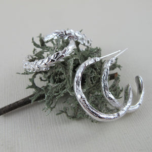 Cedar imprinted hoop earrings from Victoria, BC from Swallow Jewellery