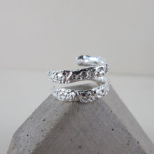 Load image into Gallery viewer, Whale bone imprinted wrap ring from Victoria, BC by Swallow Jewellery