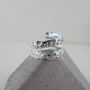 Whale bone imprinted wrap ring from Victoria, BC by Swallow Jewellery