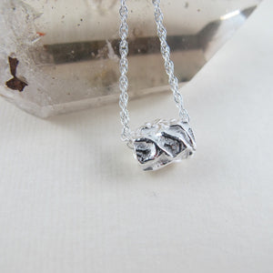 Seaweed imprinted infinity bead necklace from Dallas Road, Victoria - Swallow Jewellery