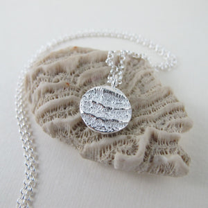 Port Renfrew coral imprinted long necklace from Vancouver Island - Swallow Jewellery