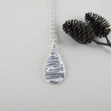 Load image into Gallery viewer, Arbutus bark imprinted long necklace from Galiano Island, BC - Swallow Jewellery