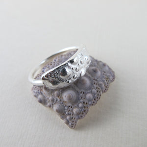 Sea Urchin imprinted ring from MacKenzie Beach, Tofino - Swallow Jewellery
