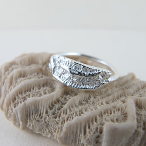 Coral imprinted ring from Port Renfrew, Vancouver Island - Swallow Jewellery