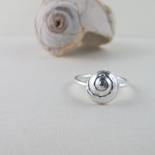 Moon snail shell imprinted ring - Swallow Jewellery