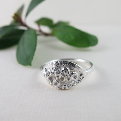 Barnacle imprinted ring from Kin Beach, Vancouver Island - Swallow Jewellery