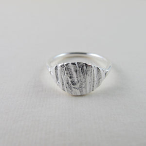 Arbutus bark imprinted ring from Galiano Island - Swallow Jewellery