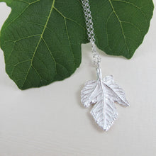 Load image into Gallery viewer, Fig leaf imprinted long necklace from Victoria, BC by Swallow Jewellery