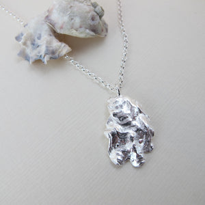 Oyster shell imprinted long necklace from Saltspring Island
