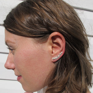 Salt Cedar flower imprinted ear climbers from Victoria, BC - Swallow Jewellery