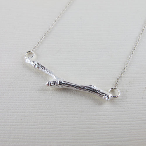 Twig imprinted bar necklace from Victoria, BC - Swallow Jewellery