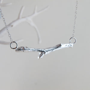 Twig imprinted bar necklace from Victoria, BC - Swallow Jewellery