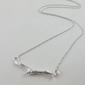 Twig imprinted bar necklace from Victoria, BC - Swallow Jewellery